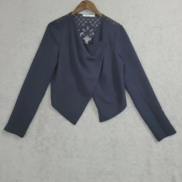 Anthropologie Bailey 44 Womens Lace Back Blazer Jacket Navy Large  9PT - Picture 1 of 8